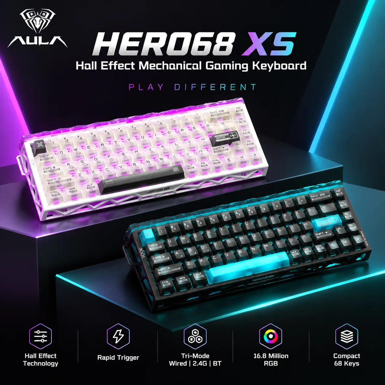 Gaming Keyboard Nearby - Беспроводная игровая клавиатура Aula Hero68 XS