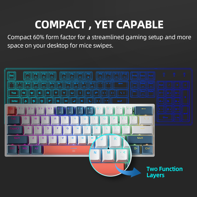 K500-B61 Мини-механическая кла – обзор и цена Keyboard Gaming Blue Switch